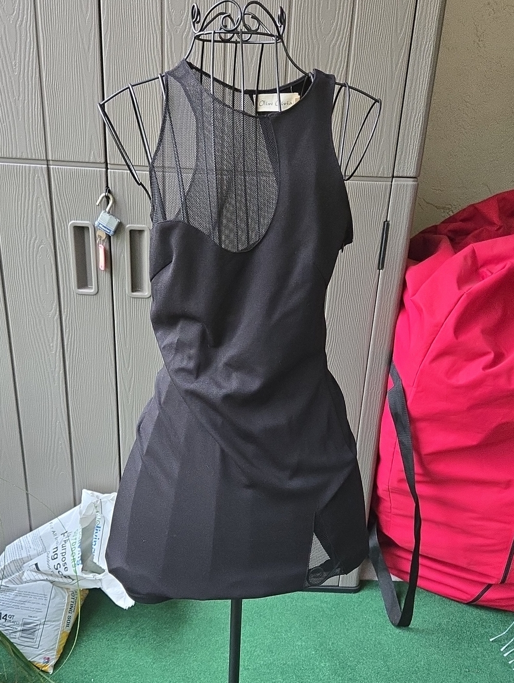 Olive Olivia Black Sleeveless Mesh-Inset Mini Dress